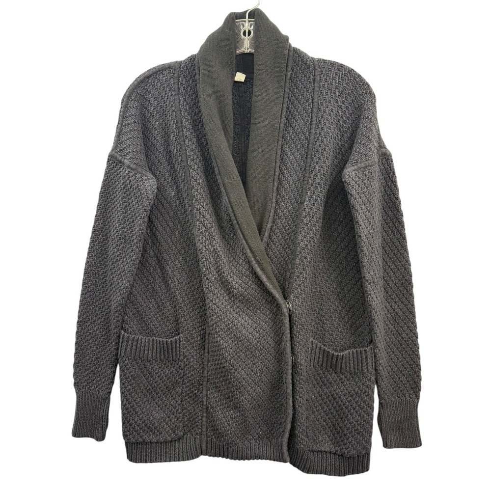 Lululemon Women's Post Practice Cardi Dark Gray Navy Shawl Collar Winter 6